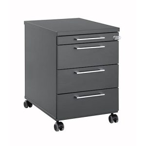 Rollcontainer 1333, 3 Schübe & 1 Utensilienauszug, abschließbar, eckige Griffe, Holz/Stahl/Kunststoff, B 434 x T 600 x H 613 mm, graphit Rollcontainer 1333, 3 Schübe & 1 Utensilienauszug, abschließbar, eckige Griffe, Holz/Stahl/Kunststoff, B 434 x T 600 x H 613 mm, graphit