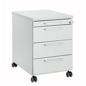 Rollcontainer 1333, 3 Schübe & 1 Utensilienauszug, abschließbar, eckige Griffe, Holz/Stahl/Kunststoff, B 434 x T 600 x H 613 mm, lichtgrau Rollcontainer 1333, 3 Schübe & 1 Utensilienauszug, abschließbar, eckige Griffe, Holz/Stahl/Kunststoff, B 434 x T 600 x H 613 mm, lichtgrau