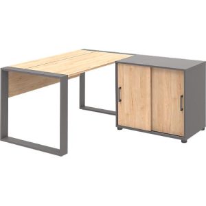 Rollcontainer 333 TEMPIO, aus Holz, 3 Schubkästen (1 mit Schloss), B 430 x T 500 x H 550 mm, anthrazit/Hickory Eiche Rollcontainer 333 TEMPIO, aus Holz, 3 Schubkästen (1 mit Schloss), B 430 x T 500 x H 550 mm, anthrazit/Hickory Eiche