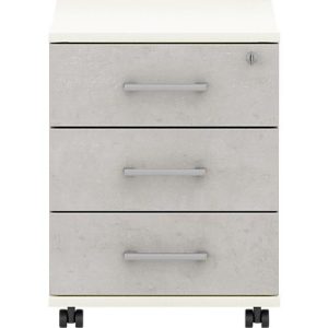 Rollcontainer 333 TEMPIO, aus Holz, 3 Schubkästen (1 mit Schloss), B 430 x T 500 x H 550 mm, weiß/Beton Rollcontainer 333 TEMPIO, aus Holz, 3 Schubkästen (1 mit Schloss), B 430 x T 500 x H 550 mm, weiß/Beton