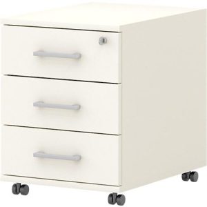 Rollcontainer 333 TEMPIO, aus Holz, 3 Schubkästen (1 mit Schloss), B 430 x T 500 x H 550 mm, weiß/weiß Rollcontainer 333 TEMPIO, aus Holz, 3 Schubkästen (1 mit Schloss), B 430 x T 500 x H 550 mm, weiß/weiß