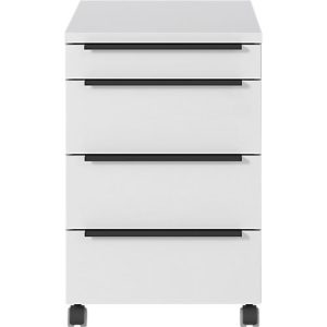 Rollcontainer, 4 Schubladen inkl. Utensilienfach, B 420 x T 600 x H 630 mm, lichtgrau