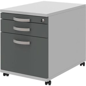 Rollcontainer BARI, HR-Auszug, Materialauszug, 1 Schubkasten, B 432 x T 577 x H 538 mm, hellgrau/anthrazit