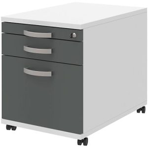 Rollcontainer BARI, HR-Auszug, Materialauszug, 1 Schubkasten, B 432 x T 577 x H 538 mm, weiß/anthrazit