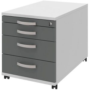 Rollcontainer BARI, Materialauszug, 3 Schubkästen, abschließbar, B 432 x T 800 x H 538 mm, hellgrau/anthrazit
