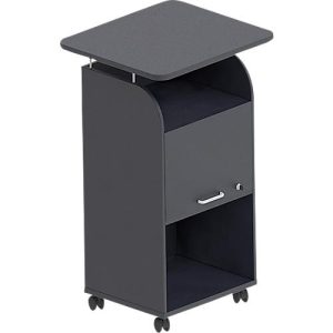 Rollcontainer BEXXSTAR, 2 Böden, 1 abschließbares Fach mit Griff, Top-Platte, Lenkrollen, B 700 x T 630 x H 1130 mm, Holz, schwarz