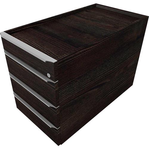 Rollcontainer QUANDOS BOX, 1 Utensilienauszug, 3 Schübe, B 430 x T 800 x H 570 mm, Mooreiche