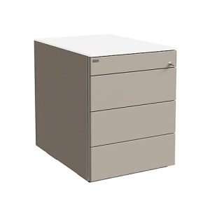Rollcontainer SOLUS PLAY, 1 + 3 Schübe, grifflos, B 430 x T 600 x H 562 mm, Stone grey