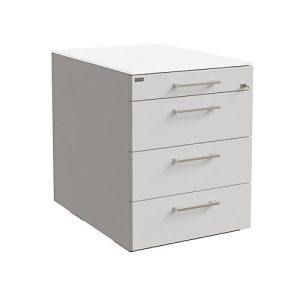 Rollcontainer SOLUS PLAY, 1 + 3 Schübe, grifflos, B 430 x T 600 x H 562 mm, weiß
