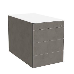 Rollcontainer SOLUS PLAY, 1 + 3 Schübe, grifflos, B 430 x T 777 x H 562 mm, Ceramic grey