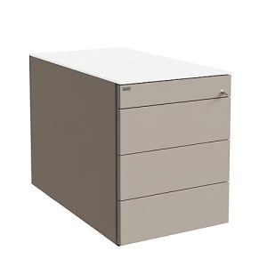 Rollcontainer SOLUS PLAY, 1 + 3 Schübe, grifflos, B 430 x T 777 x H 562 mm, Stone grey