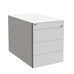 Rollcontainer SOLUS PLAY, 1 + 3 Schübe, grifflos, B 430 x T 777 x H 562 mm, weiß