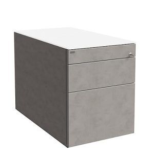 Rollcontainer SOLUS PLAY, 1 Utensilienauszug, 1 Schub, 1 HR-Auszug, grifflos, Ceramic grey