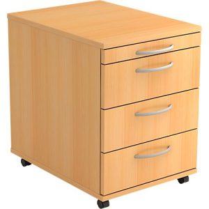 Rollcontainer TARA, 3 Schübe, Utensilienauszug, B 428 x T 580 x H 590 mm, Buche-Dekor Rollcontainer TARA, 3 Schübe, Utensilienauszug, B 428 x T 580 x H 590 mm, Buche-Dekor