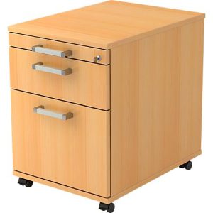 Rollcontainer TARVIS, 1 Utensilienauszug, abschließb., 1 Schub, 1 HR-Auszug, B 428 x T 580 x H 590 mm, Buche-Dekor Rollcontainer TARVIS, 1 Utensilienauszug, abschließb., 1 Schub, 1 HR-Auszug, B 428 x T 580 x H 590 mm, Buche-Dekor