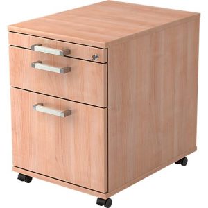 Rollcontainer TARVIS, 1 Utensilienauszug, abschließbar, 1 Schub, 1 HR-Auszug, B 428 x T 580 x H 590 mm, Nussb.-Dekor Rollcontainer TARVIS, 1 Utensilienauszug, abschließbar, 1 Schub, 1 HR-Auszug, B 428 x T 580 x H 590 mm, Nussb.-Dekor
