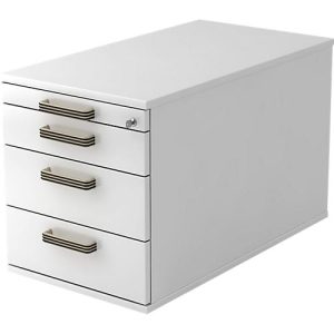 Rollcontainer TOPAS LINE, 3 Schübe, 1 Utensilienauszug, abschließbar, weiß/weiß, T 800 mm Rollcontainer TOPAS LINE, 3 Schübe, 1 Utensilienauszug, abschließbar, weiß/weiß, T 800 mm