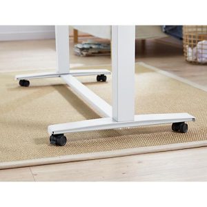 Rollensatz mit Traverse, für elektrisch höhenverstellbaren Home Office Schreibtisch Roll it, Stahlgestell, weiß