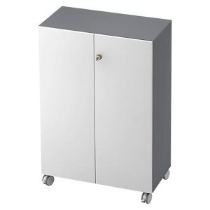 Rollenschrank TOPAS LINE, 3 Ordnerhöhen, Türen abschließbar, graphit/weiß