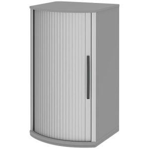 Rollladen-Schiebetürenschrank BARI, 3 OH, 2 Böden, Griff rechts, B 600 x T 530/430 x H 1117 mm, mittelgrau/mittelgrau
