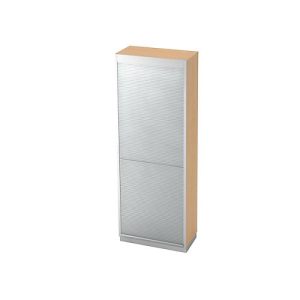Rollladenschrank 5 OH, B 800 x T 420 mm, Ahorn-Dekor/silber