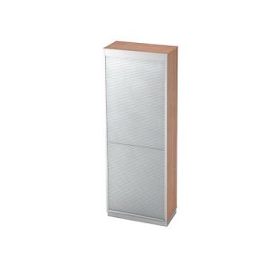 Rollladenschrank 5 OH, B 800 x T 420 mm, Nussbaum-Dekor/silber