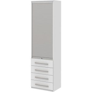 Rollladenschrank BARI, 6 Ordnerhöhen, 4 Schübe, 3 Böden, abschließbar, B 600 x T 430 x H 2174 mm, weiß