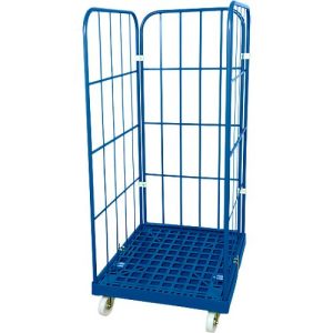Rollplatte, Kunststoff, mit 2 Seitengittern und 1 Rückwand, Höhe 1550 mm, enzianblau RAL 5010