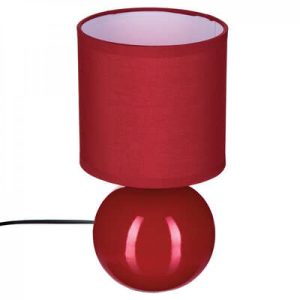 Tischlampe. Sandstein Fuß rotglänzend E14. 230V
