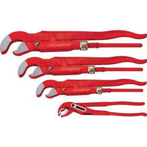 ROTHENBERGER Eckrohrzangenset Profi-Set 4, selbstklemmend, für Rohre 1′-10′, 4-teilig