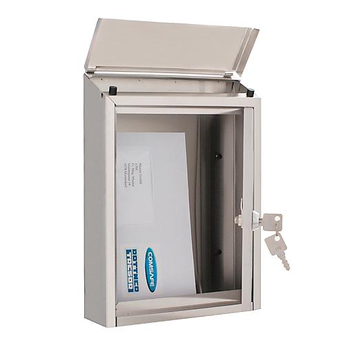 Rottner Briefkasten Ferrara, Wandmontage, Zylinderschloss, 2 Schlüssel, Edelstahl, B 210 x T 70 x H 290 mm
