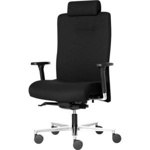 ROVO Bürostuhl SUMO 8030 S7, mit Armlehnen, Synchronmechanik, bis 200 kg, Muldensitz, Kopfstütze, schwarz/alusilber