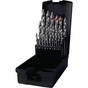 RUKO Spiralbohrersatz ULTIMATECUT FS, HSS, DIN 338, Ø 1-13 mm, 3-Flächenschaft, 25-teilig, Spitzenwinkel 118°, Kunststoffkassette