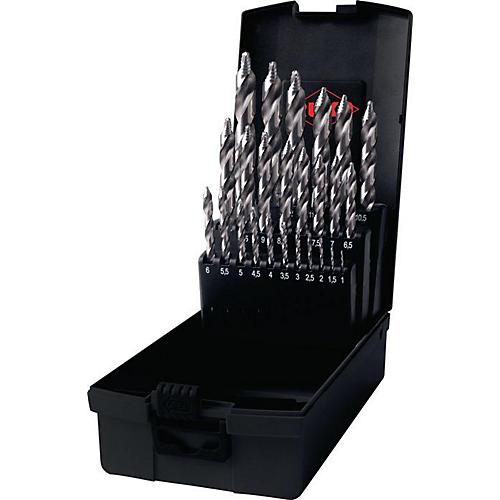 RUKO Spiralbohrersatz ULTIMATECUT FS, HSS, DIN 338, Ø 1-13 mm, 3-Flächenschaft, 25-teilig, Spitzenwinkel 118°, Kunststoffkassette