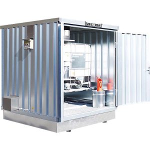 Säbu Gefahrstoffcontainer SAFE TANK 400 KTC, für aktive Lagerung, explosionsgeschützter Lüfter, Dauerbetrieb, B 2100 × T 2170 × H 2400 mm