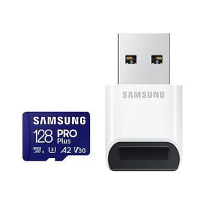 Samsung PRO Plus MB-MD128SB – Flash-Speicherkarte – 128 GB – A2 / Video Class V30 / UHS-I U3 / Class10 – microSDXC UHS-I – Blau Samsung PRO Plus MB-MD128SB – Flash-Speicherkarte – 128 GB – A2 / Video Class V30 / UHS-I U3 / Class10 – microSDXC UHS-I – Blau