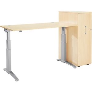 Schäfer Shop Genius 2-tlg. Büromöbel-Set, Schreibtisch ERGOSTYLE, elektrisch höhenverstellbar, Ahorn/weißaluminium Schäfer Shop Genius 2-tlg. Büromöbel-Set, Schreibtisch ERGOSTYLE, elektrisch höhenverstellbar, Ahorn/weißaluminium