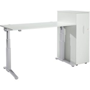 Schäfer Shop Genius 2-tlg. Büromöbel-Set, Schreibtisch ERGOSTYLE, elektrisch höhenverstellbar, lichtgrau/weißalu