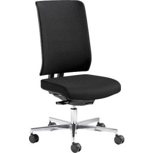 Schäfer Shop Genius Bürostuhl SSI PROLINE PREMIUM P2, teilautomatische Synchronmechanik, ohne Armlehnen, Polster-Rückenlehne, schwarz/alusilber