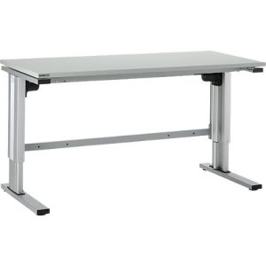 Schäfer Shop Genius elektrisch höhenverstellbarer Arbeitstisch EL-1, 1600 x 800 mm, lichtgrau/alusilber