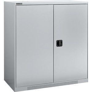 Schäfer Shop Genius Flügeltürenschrank FS, Stahl, mit Belüftungslöchern, B 1055 x T 520 x H 1105 mm, 3 OH, Weißalu/Weißalu, bis 300 kg