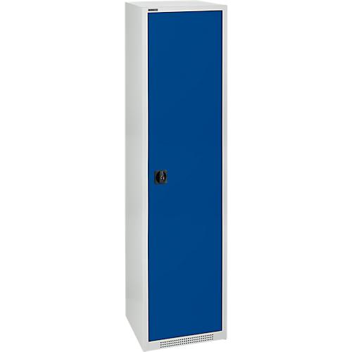 Schäfer Shop Genius Flügeltürenschrank FS, Stahl, mit Belüftungslöchern, B 545 x T 520 x H 1950 mm, 5 OH, Lichtgrau/Enzianblau, bis 250 kg