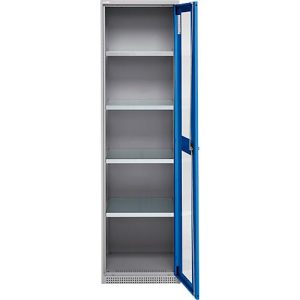 Schäfer Shop Genius Flügeltürenschrank FS, Stahl, Sichtfenster, Lüftungslöcher, B 545 x T 520 x H 1950 mm, 5 OH, Weißalu/Enzianblau, bis 250 kg Schäfer Shop Genius Flügeltürenschrank FS, Stahl, Sichtfenster, Lüftungslöcher, B 545 x T 520 x H 1950 mm, 5 OH, Weißalu/Enzianblau, bis 250 kg
