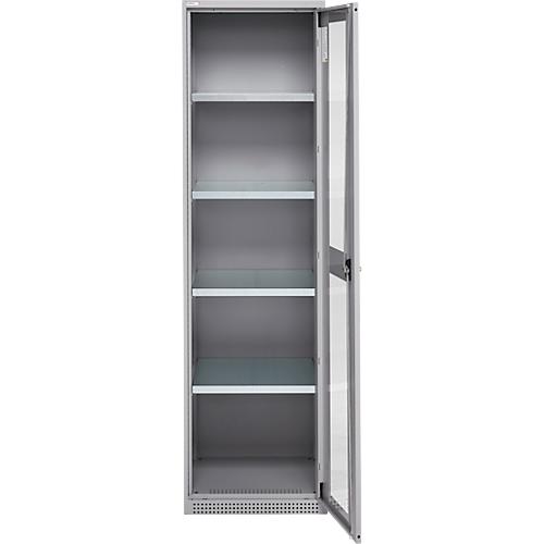 Schäfer Shop Genius Flügeltürenschrank FS, Stahl, Sichtfenster, Lüftungslöcher, B 545 x T 520 x H 1950 mm, 5 OH, Weißalu/Weißalu, bis 250 kg