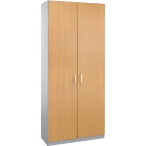 Schäfer Shop Genius Flügeltürenschrank TETRIS SOLID, Stahlkorpus, 6 OH, B 1000 mm, abschließbar, Buche-Dekor/weißalu