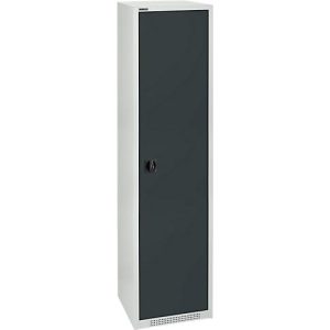 Schäfer Shop Genius Flügeltürschrank FS, 5 OH, abschließbar, 4 Fachböden, bis 250 kg, B 545 mm, Stahl, lichtgrau RAL 7035/anthrazitgrau RAL 7016