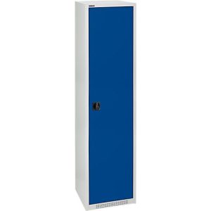 Schäfer Shop Genius Flügeltürschrank FS, 5 OH, abschließbar, 4 Fachböden, bis 250 kg, B 545 mm, Stahl, lichtgrau RAL 7035/enzianblau RAL 5010
