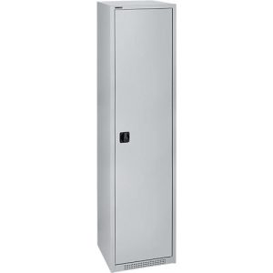 Schäfer Shop Genius Flügeltürschrank FS, 5 OH, abschließbar, 4 Fachböden, bis 250 kg, B 545 mm, Stahl, weißaluminium RAL 9006/weißaluminium RAL 9006