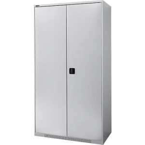 Schäfer Shop Genius Flügeltürschrank FS, 5 OH, abschließbar, 4 Fachböden, bis 450 kg, B 1055 mm, Stahl, weißaluminium RAL 9006/weißaluminium RAL 9006