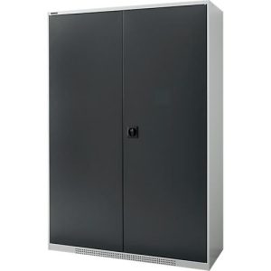 Schäfer Shop Genius Flügeltürschrank FS, 5 OH, abschließbar, 4 Fachböden, bis 450 kg, B 1343 mm, Stahl, lichtgrau RAL 7035/anthrazitgrau RAL 7016